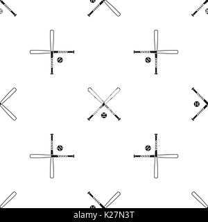 Crossed baseball bats and ball pattern seamless black Stock Vector