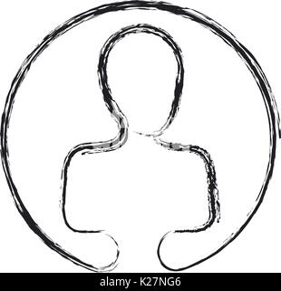 monochrome blurred circular emblem silhouette of human half body and faceless Stock Vector