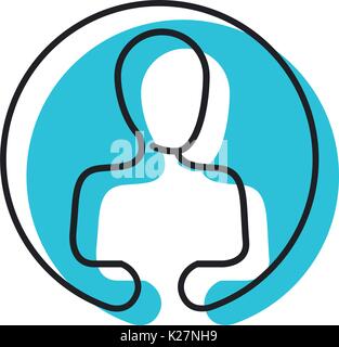 watercolor circular emblem silhouette of human half body and faceless Stock Vector