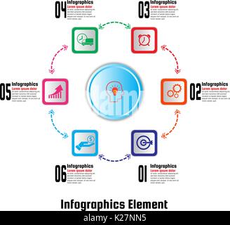 Vector illustration infographics element. Six Options Stock Vector