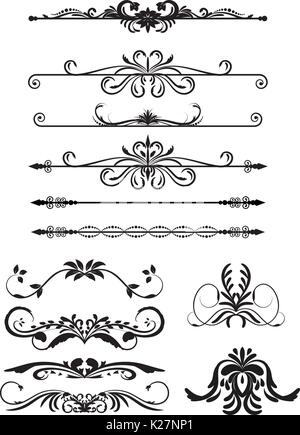 Set Vector Vintage Decorations Elements. Stock Vector