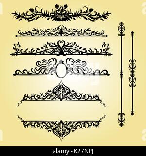 Vintage Decorations Elements. Flourishes Calligraphic Ornaments and Frames. Retro Style Design Stock Vector
