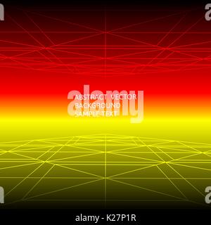 Abstract red and yellow line geometric polygonal background Stock Vector
