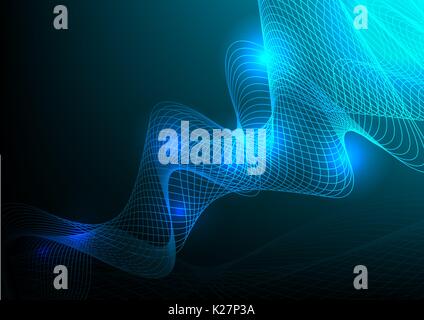 Curved line blue abstract vector background. Stock Vector