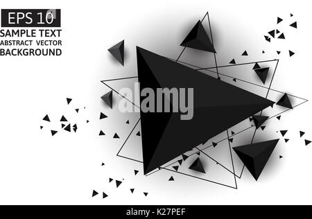 Black triangle abstract vector background with copy space Stock Vector