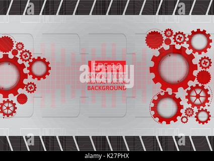 Red and gray gear abstract vector background with copy space Stock Vector