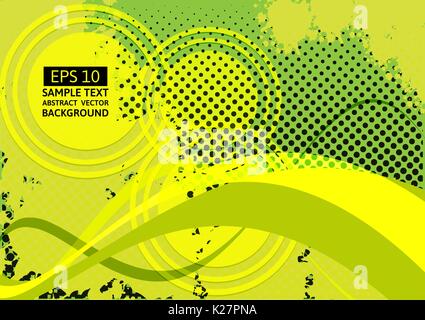 Green wave abstract vector background with copy space Stock Vector