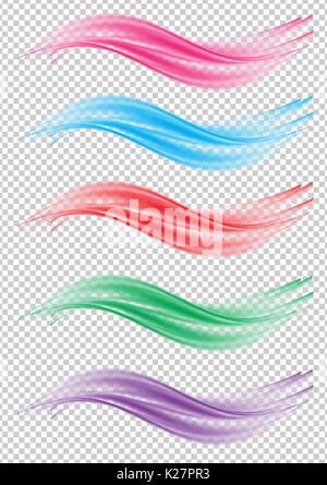 Vector colorful wave set isolated on transparent background Stock Vector