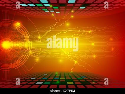Gear abstract vector red background technology concept Stock Vector
