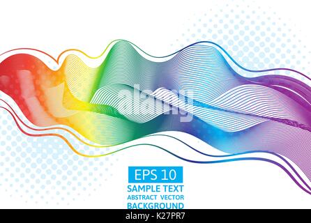 Set great rainbow waves colorful gradient line, vector illustration. Stock Vector