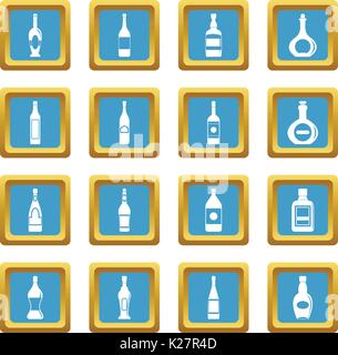 Bottle forms icons azure Stock Vector