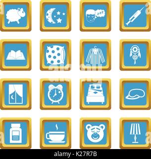 Sleep icons azure Stock Vector