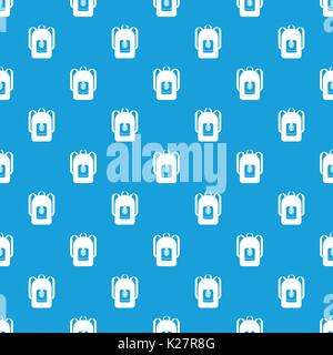 Backpack pattern seamless blue Stock Vector