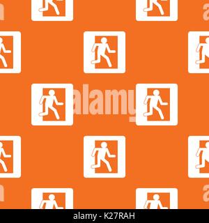 Fire exit sign pattern seamless Stock Vector