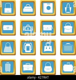 Bag baggage suitcase icons azure Stock Vector