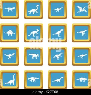 Dinosaur icons azure Stock Vector