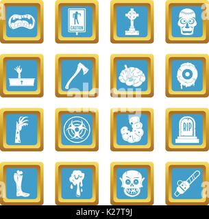 Zombie icons azure Stock Vector