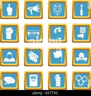 Protest icons azure Stock Vector