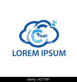 cloud with initials CC logo, cloud logo, symbol design, isolated on white background. Stock Vector