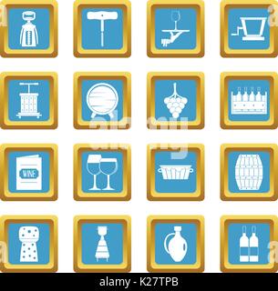 Wine icons azure Stock Vector