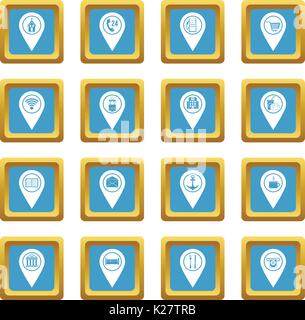 Points of interest icons azure Stock Vector
