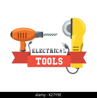 drill and circular saw tool to repair service vector illustration Stock Vector