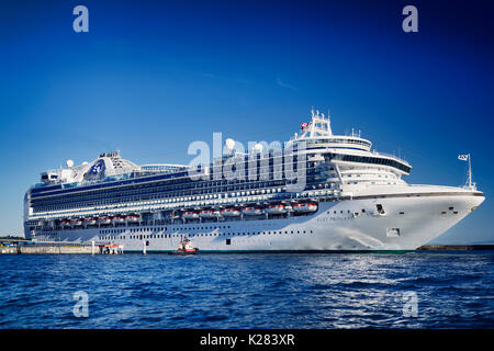 Ruby Princess grand-class cruise ship operated by Princess Cruises with people aboard docked in Victoria, Vancouver Island, BC, Canada 2017 Stock Photo