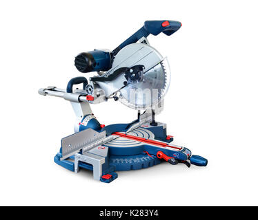 Miter saw, Mitre saw power tool isolated on white background with clipping path Stock Photo