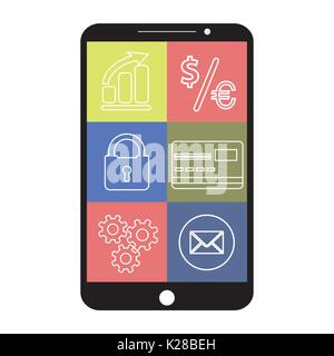 Smartphone with flat app icons, on white background , vector illustration Stock Vector