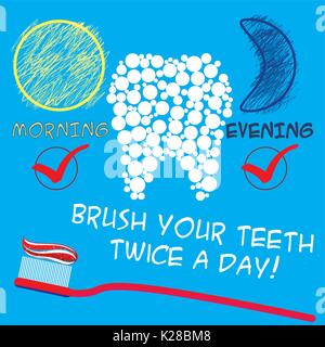 Dental care concept. Healthy teeth, the daily dental care.Vector illustration Stock Vector