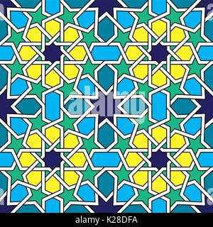 Moroccan tiles pattern, Moorish seamless vector design, Geometric abstract tiles Stock Vector