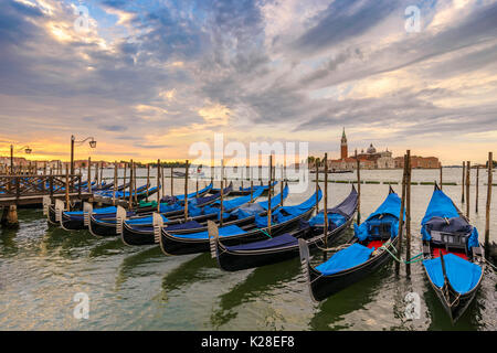 Venice Grand Canal and Gondola boat when sunrise, Venice (Venezia), Italy Stock Photo