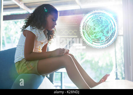 Composite image of digital image of dna interface Stock Photo