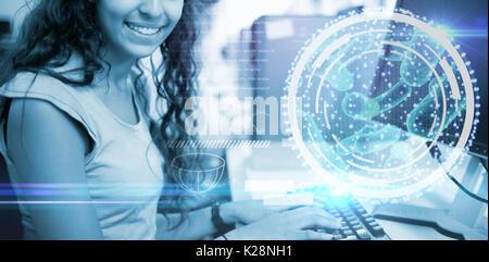Composite image of digital image of dna interface Stock Photo