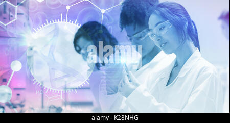 Composite image of dna helix interface Stock Photo