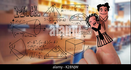 Composite image of anthropomorphic smiley faces of students on fingers Stock Photo