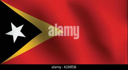 Flag of East Timor with a little Waving, Shading & Flag Colors separated layers - Vector Illustration Stock Vector