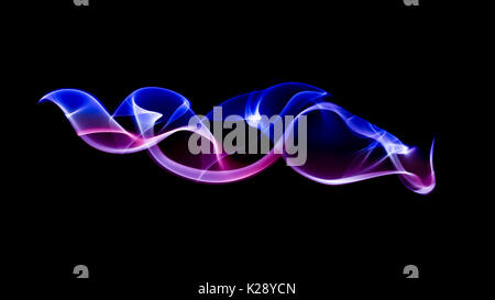 colored smoke spirals on a black background Stock Photo