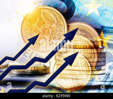 rising euro concept Stock Photo