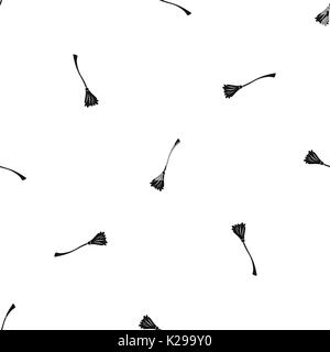 Witches broom pattern seamless black Stock Vector