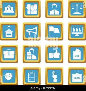 Election voting icons azure Stock Vector