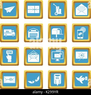 Poste service icons azure Stock Vector
