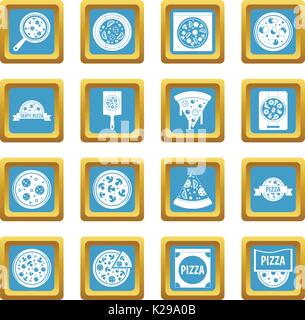 Pizza icons azure Stock Vector