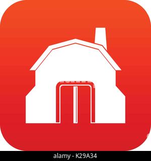 Blacksmith workshop building icon digital red Stock Vector