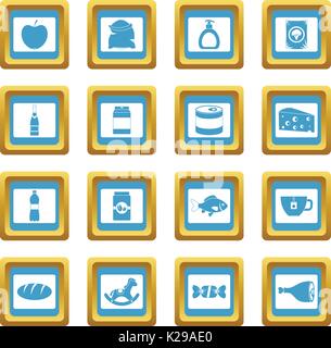 Shop navigation foods icons azure Stock Vector