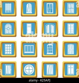 Plastic window forms icons azure Stock Vector