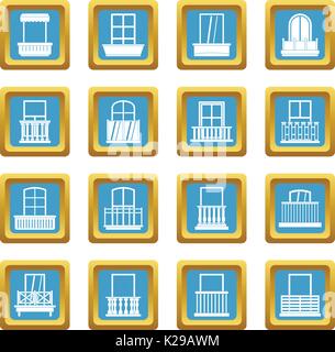 Window forms icons azure Stock Vector