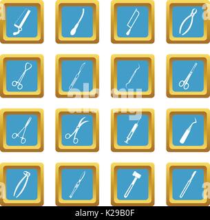 Surgeons tools icons azure Stock Vector