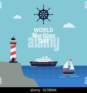 World maritime day celebration. Flat vector illustration Stock Vector