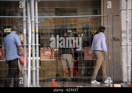 Milan, Borja Valero with her daughter in the center for the first time to know Milan The new purchase of INTER, the Spanish BORJA VALERO, bought by FIORENTINA, arrives for the first time in the center. Taking advantage of the championship stop, Borja Valero brings with her little daughter LUCIA around the city, and after walking all over the quadrilateral, she makes shopping in the 'Rinascente' in Corso Vittorio Emanuele. Stock Photo